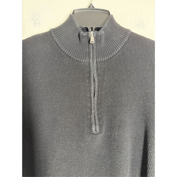 Michael Kors 1/4 Zip Long Sleeve Pullover Sweater Men' Black Cotton Stretch Sz L - Picture 2 of 9
